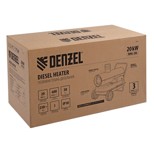 Дизельная тепловая пушка NHG-20i, 20 кВт, 600 м3/ч, непрямой нагрев, цифровой термостат Denzel по ценам производителя в Краснодаре с доставкой по всей России