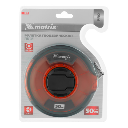 Рулетка геодезическая 50 м х 12,5 мм, закрытый корпус, стальная лента, односторонняя шкала, Pro Matrix по ценам производителя в Краснодаре с доставкой по всей России