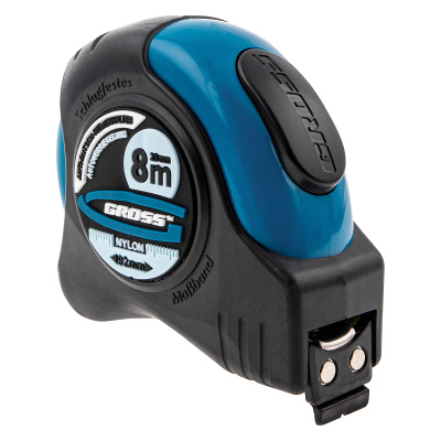 Рулетка "Schlagfest",8 м x 25 мм,магнитный обрезиненный зацеп,двусторонняя шкала,Нейлоновое покрытие,автоматическая фиксация Gross по ценам производителя в Краснодаре с доставкой по всей России