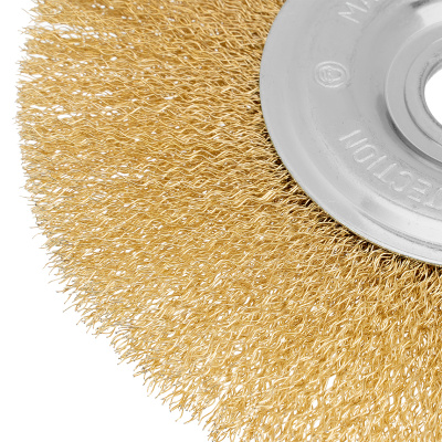 Щетка для УШМ, 175 мм, посадка 22.2 мм, плоская, латунированная витая проволока Matrix по ценам производителя в Краснодаре с доставкой по всей России