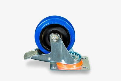 Колесо поворотное из эластичной резины MW70 100 мм с тормозом по ценам производителя в Краснодаре с доставкой по всей России