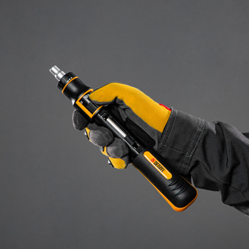 Отвертка реверсивная с револьверным механизмом, 11 шт, сталь S2  Denzel по ценам производителя в Краснодаре с доставкой по всей России