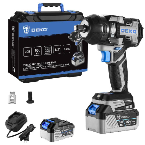 Гайковерт аккумуляторный бесщеточный DEKO ZKIS20 PRO MAX, 20В, 2*5.0Ач, 950 Нм, в кейсе по ценам производителя в Краснодаре с доставкой по всей России