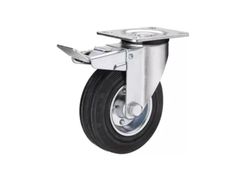 Колесо поворотное усиленное резина SRCB 97 80 мм с тормозом по ценам производителя в Краснодаре с доставкой по всей России