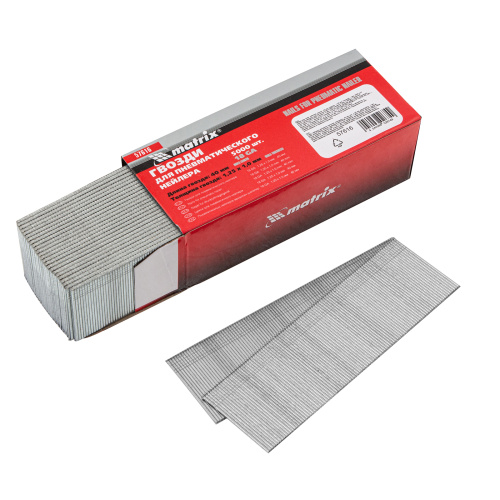 Гвозди для пневматического нейлера, длина 40 мм, ширина 1.25 мм, толщина 1 мм, 5000 шт Matrix по ценам производителя в Краснодаре с доставкой по всей России