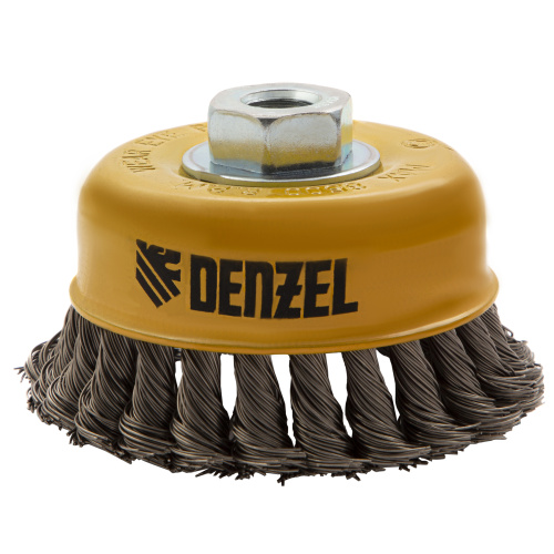 Щетка для УШМ, 100 мм, "Чашка", крученая нержавеющая проволока 0.5 мм, М14 Denzel по ценам производителя в Краснодаре с доставкой по всей России