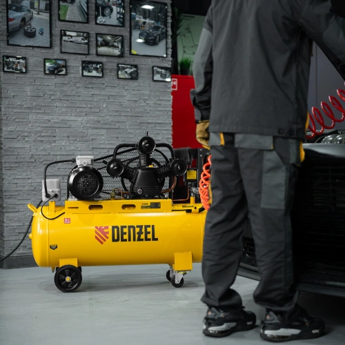 Компрессор воздушный BCW3000-T/100, ременный привод, 3.0 кВт, 100 литров, 520 л/мин Denzel по ценам производителя в Краснодаре с доставкой по всей России