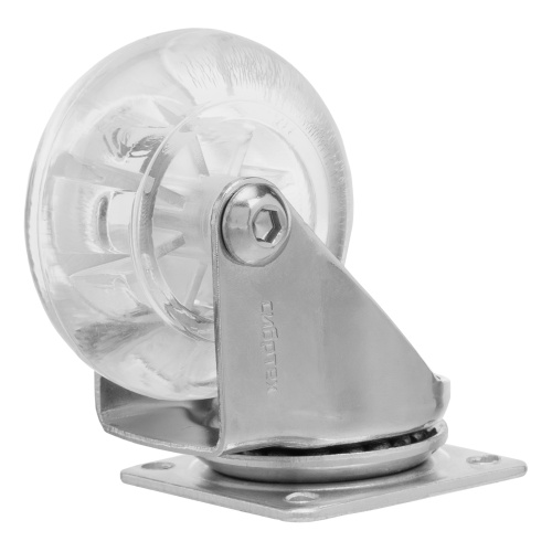 Колесо ПУ прозрачное поворотное d-50 мм, крепление платформенное Сибртех по ценам производителя в Краснодаре с доставкой по всей России