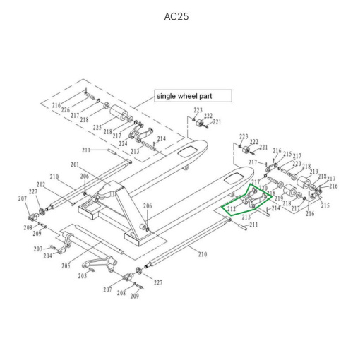 Рычаг силового блока для гидравлических тележек DF25 по ценам производителя в Краснодаре с доставкой по всей России