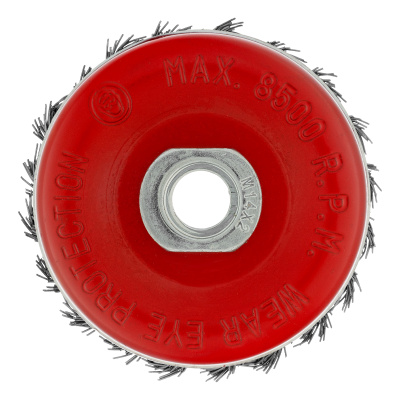 Щетка для УШМ Heavy Duty, 80 мм, М14, "чашка", крученая проволока 0.5 мм Matrix по ценам производителя в Краснодаре с доставкой по всей России