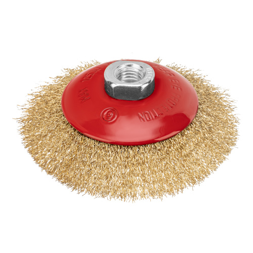 Щетка для УШМ, 115 мм, М14, "тарелка", латунированная витая проволока Matrix по ценам производителя в Краснодаре с доставкой по всей России