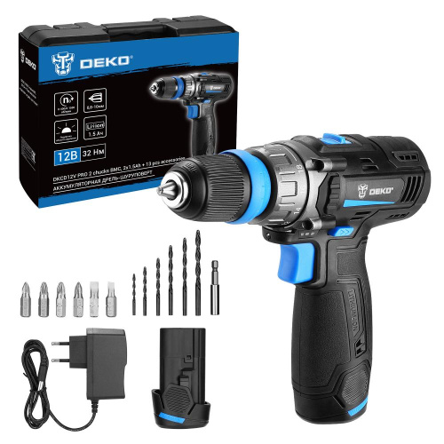 Аккумуляторная дрель-шуруповерт DEKO DKCD12V PRO в кейсе co съемным патроном + оснастка 13 шт, 12В, купить в Москве с доставкой по всей России | ProtosMarket.ru