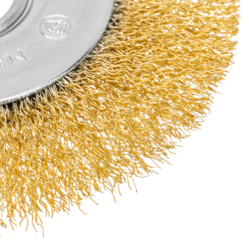 Щетка для УШМ, 125 мм, посадка 22.2 мм, плоская, латунированная витая проволока Matrix по ценам производителя в Краснодаре с доставкой по всей России