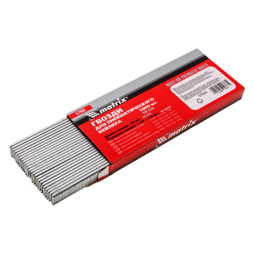 Гвозди для пневматического нейлера, длина 10 мм, ширина 1.25 мм, толщина 1 мм, 5000 шт Matrix по ценам производителя в Краснодаре с доставкой по всей России