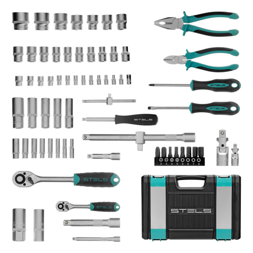 Набор инструментов, 1/2", 1/4", CrV, пластиковый кейс 69 предметов Stels по ценам производителя в Краснодаре с доставкой по всей России