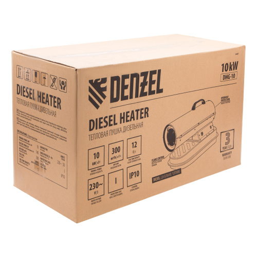 Дизельная тепловая пушка DHG-10, 10 кВт, 300 м3/ч, прямой нагрев Denzel по ценам производителя в Краснодаре с доставкой по всей России