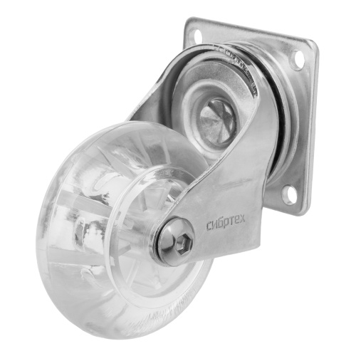 Колесо ПУ прозрачное поворотное d-50 мм, крепление платформенное Сибртех по ценам производителя в Краснодаре с доставкой по всей России