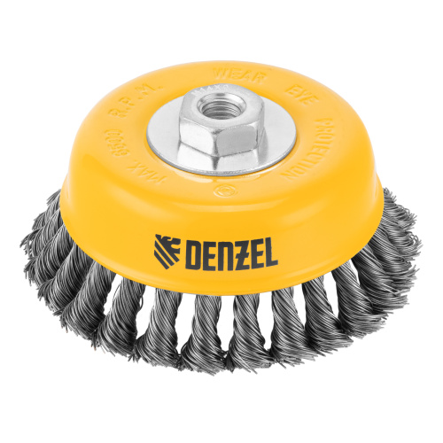 Щетка для УШМ, 125 мм, "Чашка", крученая нержавеющая проволока 0.5 мм, М14 Denzel по ценам производителя в Краснодаре с доставкой по всей России