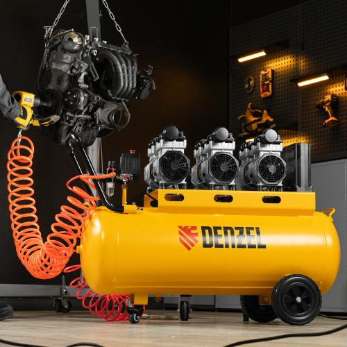 Компрессор безмасляный, малошумный  DLS 2250/100, 2250 Вт, 3x750, 100 л, 410 л/мин блок управления/ Denzel по ценам производителя в Краснодаре с доставкой по всей России