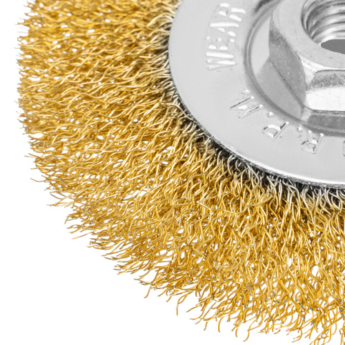 Щетка для УШМ, 100 мм, М14, плоская, латунированная витая проволока Matrix по ценам производителя в Краснодаре с доставкой по всей России