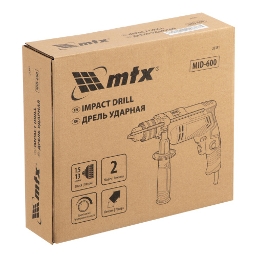 Дрель ударная MID-600, 600 Вт, 0-3000 об/мин, 0-48000 уд/мин MTX по ценам производителя в Краснодаре с доставкой по всей России