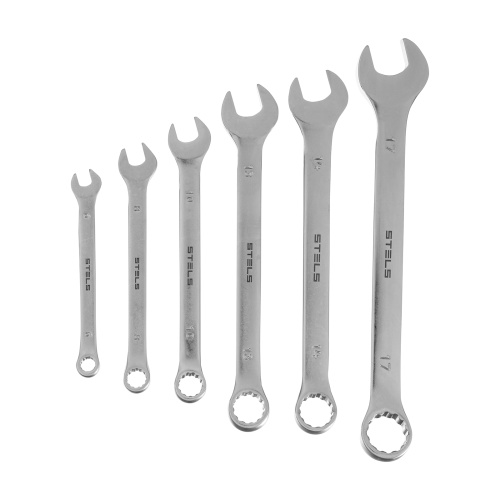 Набор ключей комбинированных 6-17 мм, 6 шт., CrV, матовый хром Stels по ценам производителя в Краснодаре с доставкой по всей России