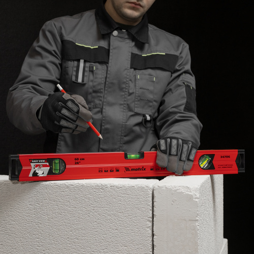 Уровень алюминиевый магнитный, 600 мм, фрезерованный, 3 глазка (1 зеркальный) усиленный Matrix по ценам производителя в Краснодаре с доставкой по всей России