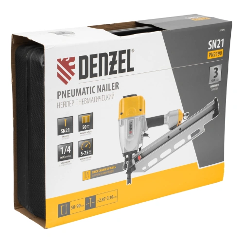 Нейлер пневматический PN2190 для гвоздей SN21 от 50 до 90 мм Denzel по ценам производителя в Краснодаре с доставкой по всей России