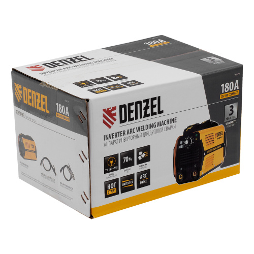 Аппарат инверторный дуговой сварки DS-180 Compact, 180 А, ПВ 70%, диаметр электрода 1.6-4 мм Denzel по ценам производителя в Краснодаре с доставкой по всей России
