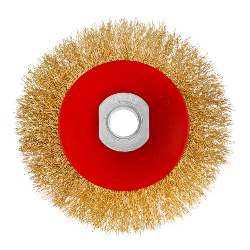 Щетка для УШМ, 100 мм, М14, "тарелка", латунированная витая проволока Matrix по ценам производителя в Краснодаре с доставкой по всей России
