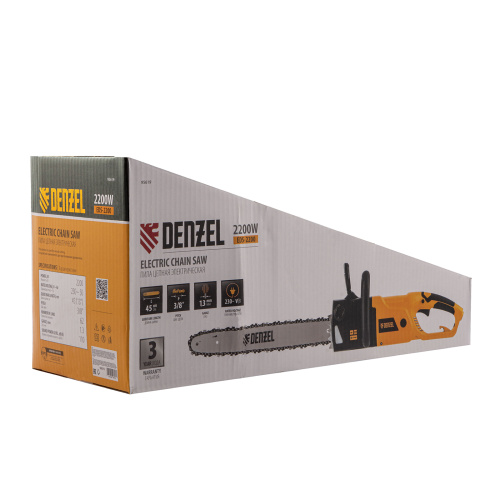 Пила цепная электрическая EDS-2200, 2.2 кВт,продольная, шина 45 см, шаг 3/8, паз 1.3 мм, 62 звена Denzel по ценам производителя в Краснодаре с доставкой по всей России