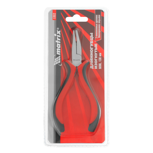 Длинногубцы изогнутые Mini, 130 мм, никелированные, авторазжим, двухкомпонентные рукоятки Matrix по ценам производителя в Краснодаре с доставкой по всей России
