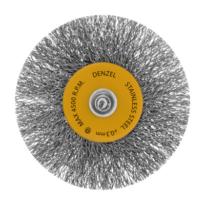 Набор щеток для дрели, 5 Плоских 25-38-50-63-75 мм, шпилька, нерж. вит. проволока Denzel по ценам производителя в Краснодаре с доставкой по всей России