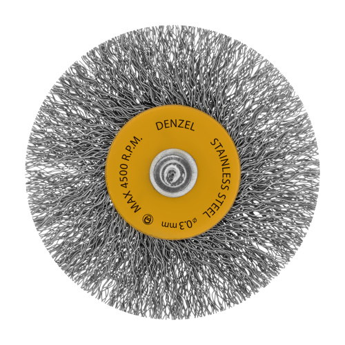 Набор щеток для дрели, 5 Плоских 25-38-50-63-75 мм, шпилька, нерж. вит. проволока Denzel по ценам производителя в Краснодаре с доставкой по всей России
