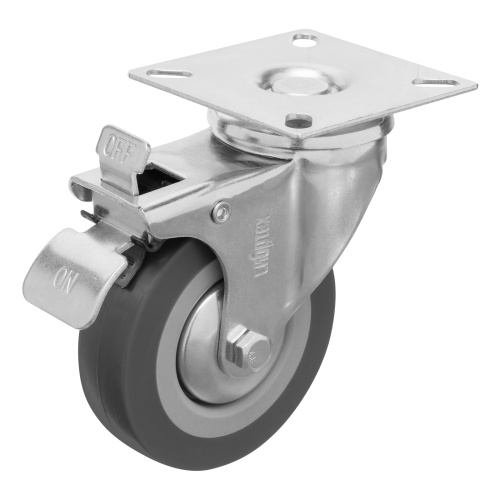 Колесо поворотное с тормозом D 75 мм, крепление  платформенное Сибртех по ценам производителя в Краснодаре с доставкой по всей России