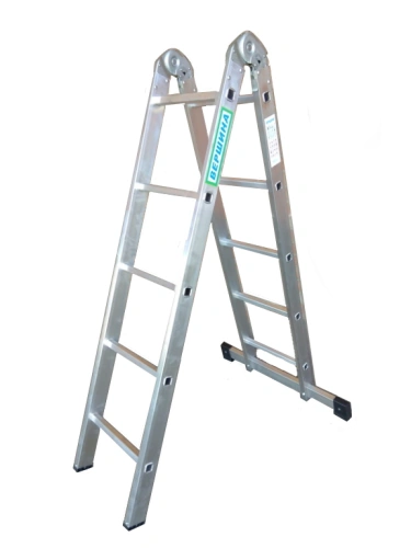 Лестница 2-х секционная алюминиевая шарнирная 2*5 по ценам производителя в Краснодаре с доставкой по всей России