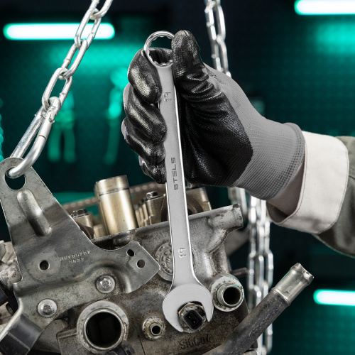 Набор ключей комбинированных, 8-19 мм, 8 шт, CrV, матовый хром Stels по ценам производителя в Краснодаре с доставкой по всей России