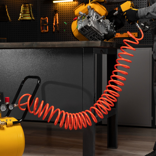 Шланг спиральный воздушный 8 х 12 мм, 18 бар, с быстросъемными соединениями, 15 м Stels по ценам производителя в Краснодаре с доставкой по всей России