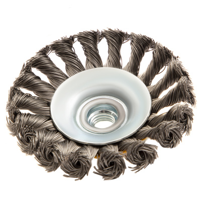 Щетка для УШМ, 100 мм, "Тарелка", крученая нержавеющая проволока 0.5 мм, М14 Denzel по ценам производителя в Краснодаре с доставкой по всей России