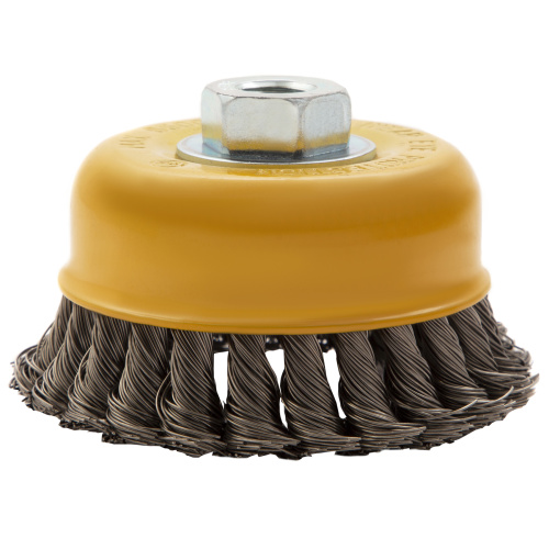 Щетка для УШМ, 100 мм, "Чашка", крученая нержавеющая проволока 0.5 мм, М14 Denzel по ценам производителя в Краснодаре с доставкой по всей России