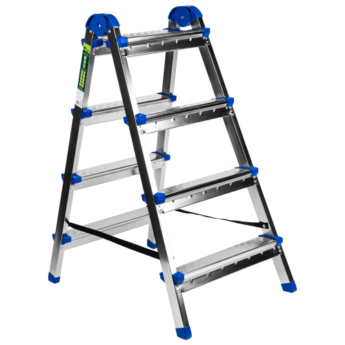 Стремянка двухсторонняя 4 ступени, сталь профиль, стальные ступени, Сибртех по ценам производителя в Краснодаре с доставкой по всей России