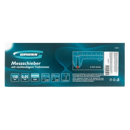 Штангенциркуль, 150 мм, 0.05 мм, нержавеющая сталь, с глубиномером Gross по ценам производителя в Краснодаре с доставкой по всей России