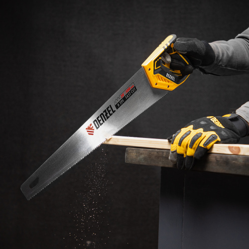 Ножовка по дереву, 500 мм, 9 TPI, зуб 3D, двухкомпонентная рукоятка Denzel по ценам производителя в Краснодаре с доставкой по всей России