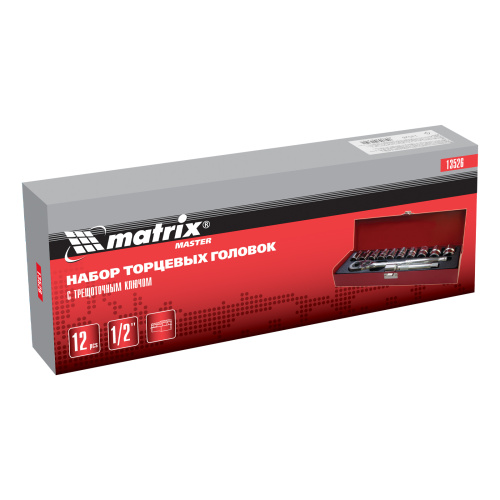 Набор торцевых головок, 1/2", головки 10 - 24 мм, с трещот. ключом, 12 предметов Matrix по ценам производителя в Краснодаре с доставкой по всей России