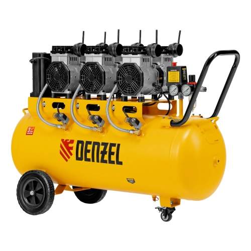 Компрессор безмасляный, малошумный DLS 3300/100, 3300 Вт,3x1100, 100 л, 570 л/мин ,блок управления Denzel по ценам производителя в Краснодаре с доставкой по всей России