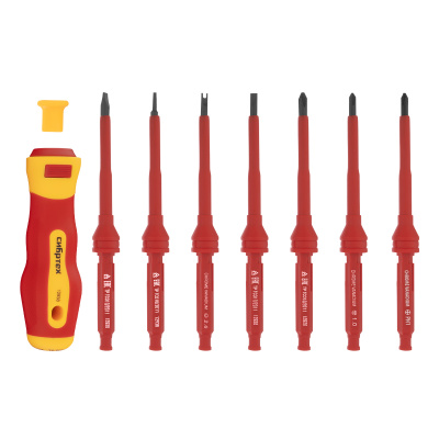 Отвертка со сменными жалами, диэлектрическая до 1000 В, 9 предметов, CrV Сибртех по ценам производителя в Краснодаре с доставкой по всей России