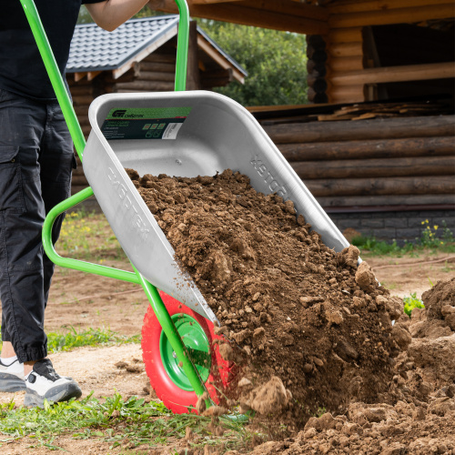 Тачка садово-строительная с PU колесом, грузоподъемность 180 кг, объем 90 л Сибртех по ценам производителя в Краснодаре с доставкой по всей России