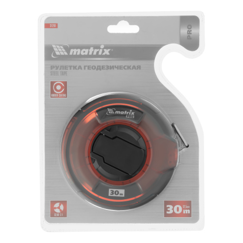 Рулетка геодезическая 30 м х 12,5 мм, закрытый корпус, стальная лента, односторонняя шкала, Pro Matrix по ценам производителя в Краснодаре с доставкой по всей России