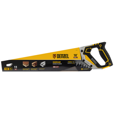 Ножовка по дереву, 450 мм, 11 TPI, зуб 3D, металлопластиковая рукоятка Denzel по ценам производителя в Краснодаре с доставкой по всей России