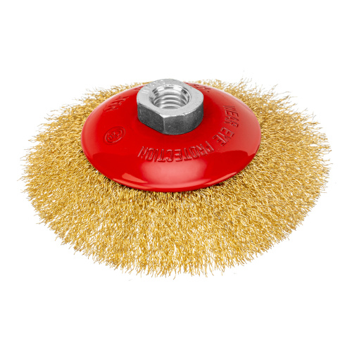 Щетка для УШМ, 125 мм, М14, "тарелка", латунированная витая проволока Matrix по ценам производителя в Краснодаре с доставкой по всей России